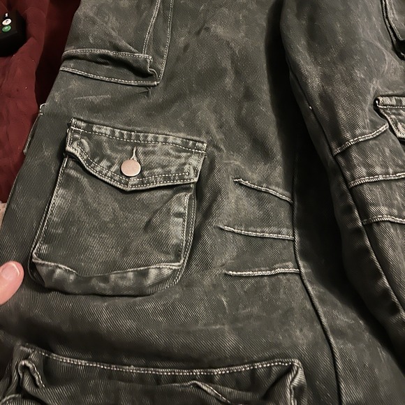 Fashion‎ Nova Cargo Pants Wide Leg Lot Of Pockets Women's Size 5 Light Gray Boho - Picture 3 of 13